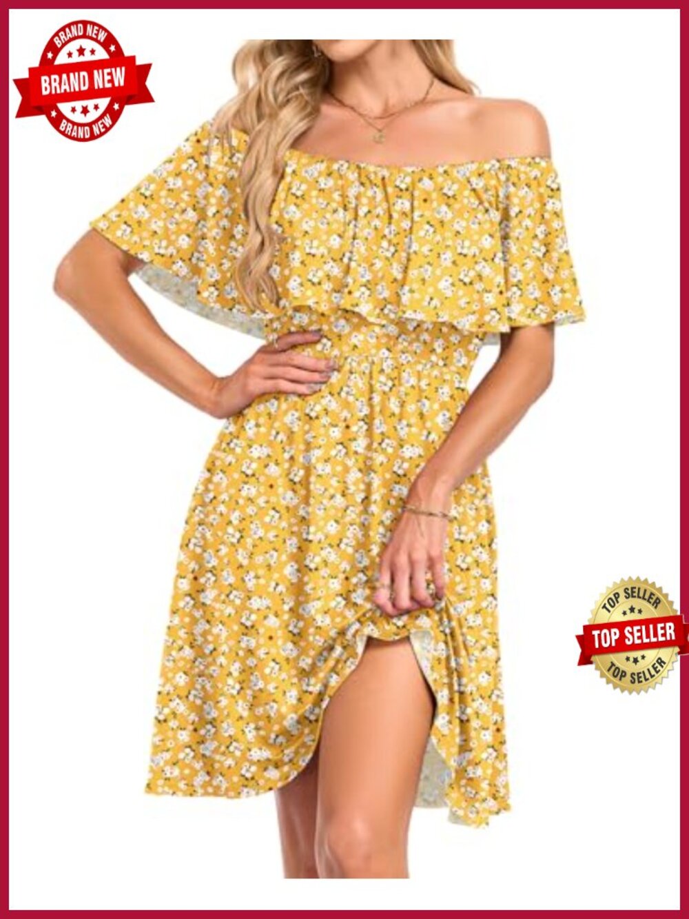 Off The Shoulder Summer Dress Ruffle Floral Sundress Casual